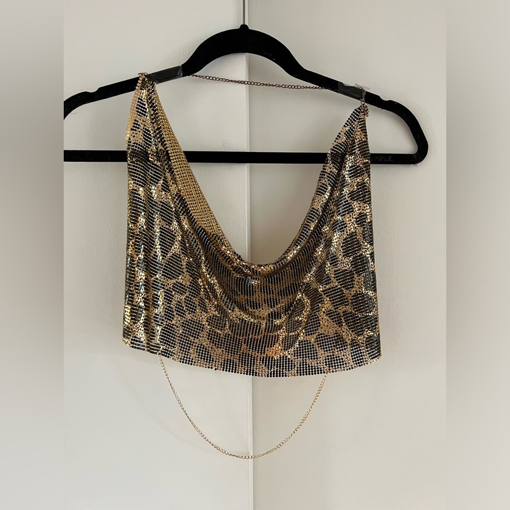 Leopard print reversible / adjustable chain mail top